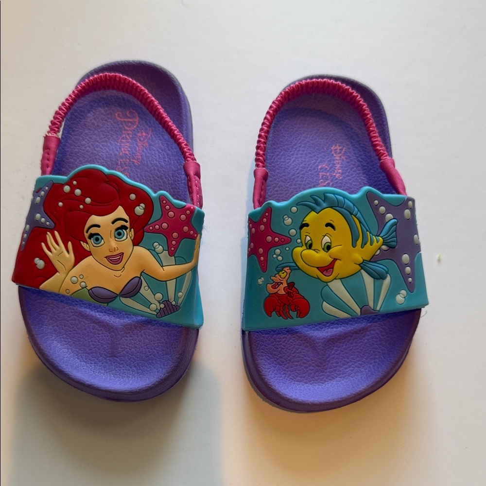 Disney Princess Kids Purple and Blue Ariel Beach Pool Sandals